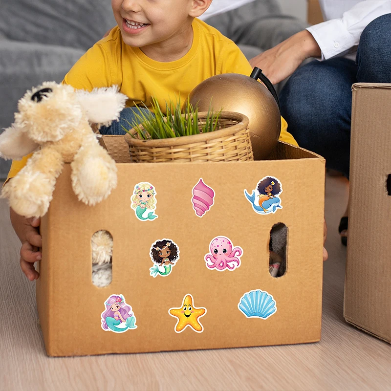 100PCS 사랑스러운 인어 공주 스티커 어린이 DIY 장식 헬멧 편지지 물병 자전거 기타 미적 데칼 장난감 선물