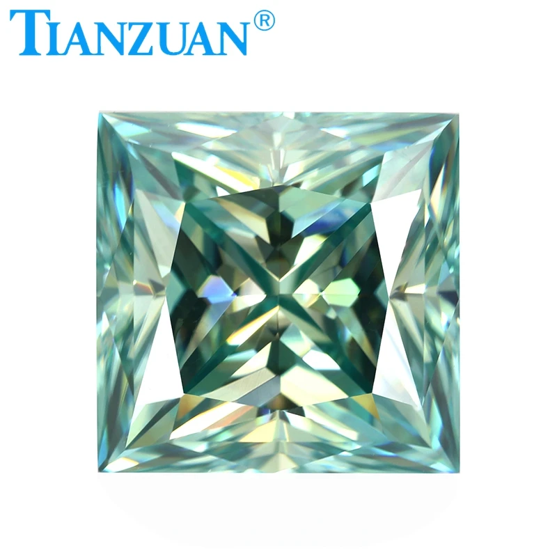 

Blue Color Square Shape Moissanite Princess Cut Loose Gems Stone For Jewelry Making