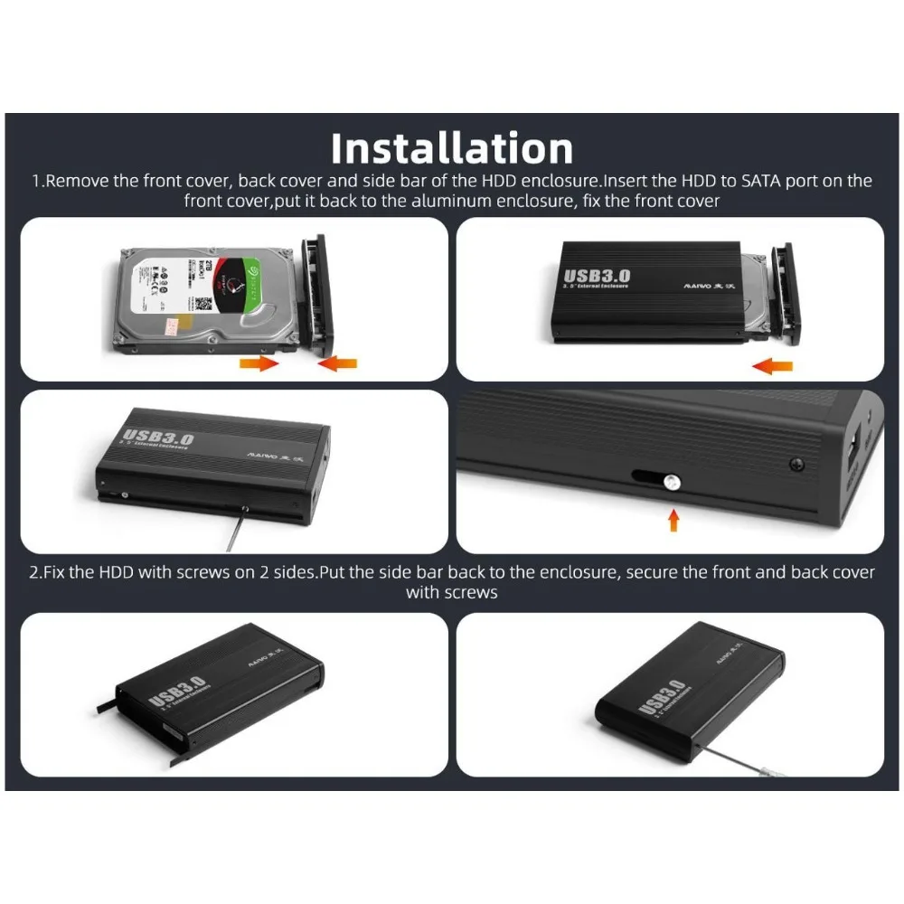 MAIWO SATA ϵ ̺ Ŭ ̽, PC ƮϿ  ϵ ̺ ̽, USB 3.0, SATA HDD, SSD, 3.5 ġ