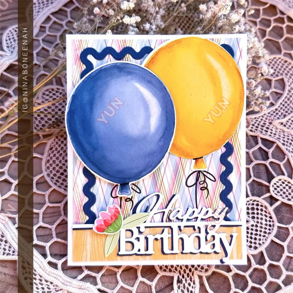 Scrapbooking Card 2025 New Papertrey Ink Dies Stamps Stencils Flowers Cake Builder Balloon Party Hat Birthday Sentiment Die DIY - 4