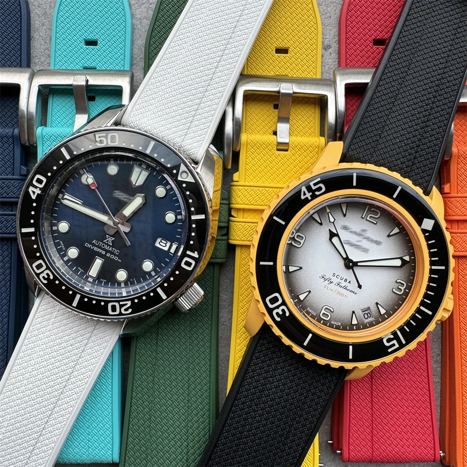 Premium Rubber Quick Release Watch Strap - Black, White, Grey - Men's Luxury Watch Band