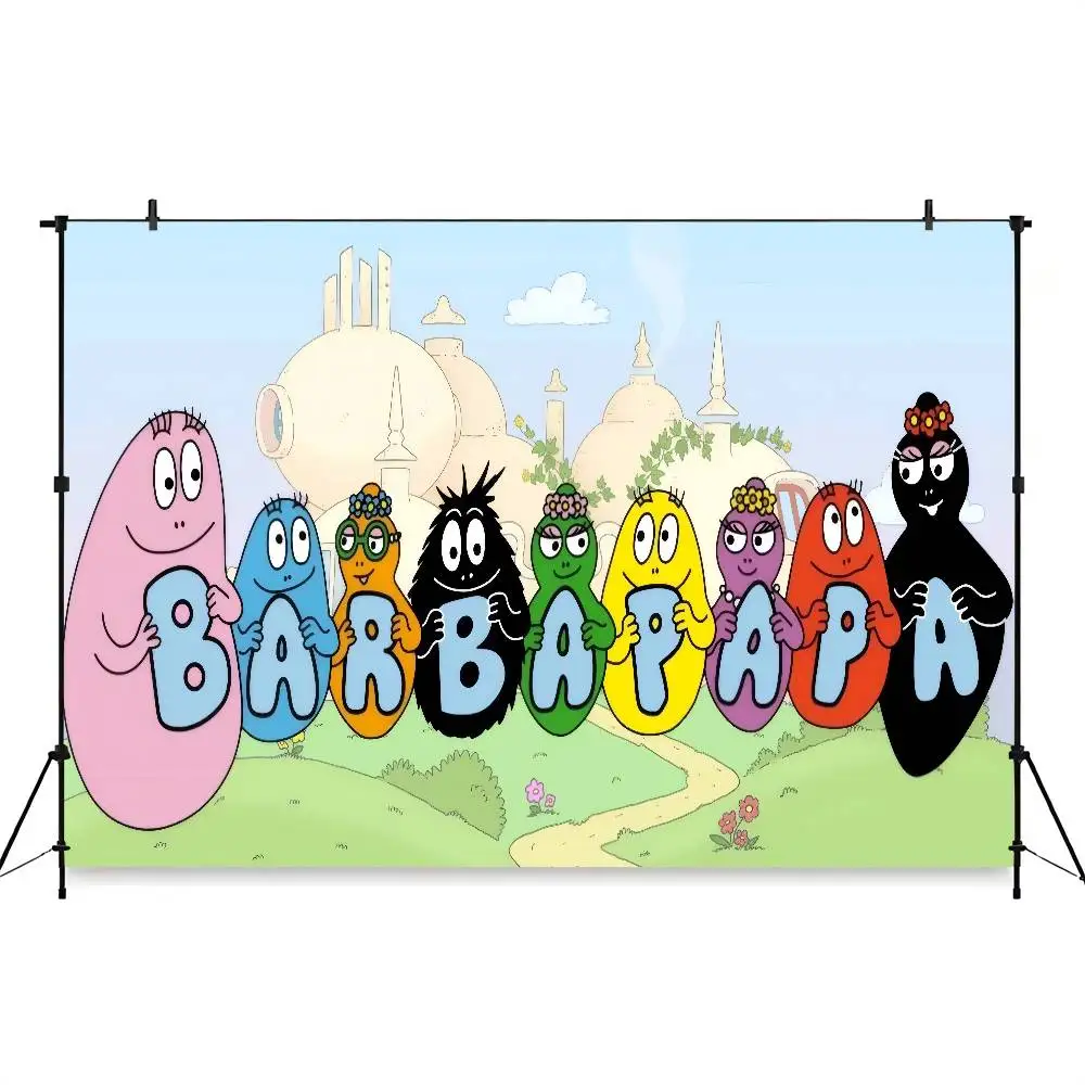 Barbapapa Cartoon Birthday Party Photo Backdrop