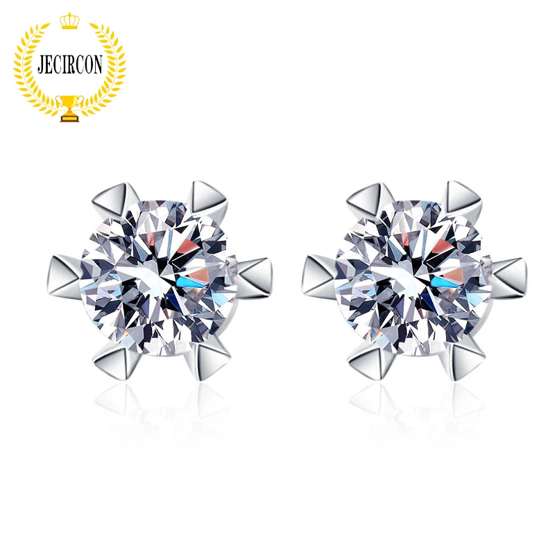 

Женские серьги-гвоздики из серебра 925 пробы, с муассанитом