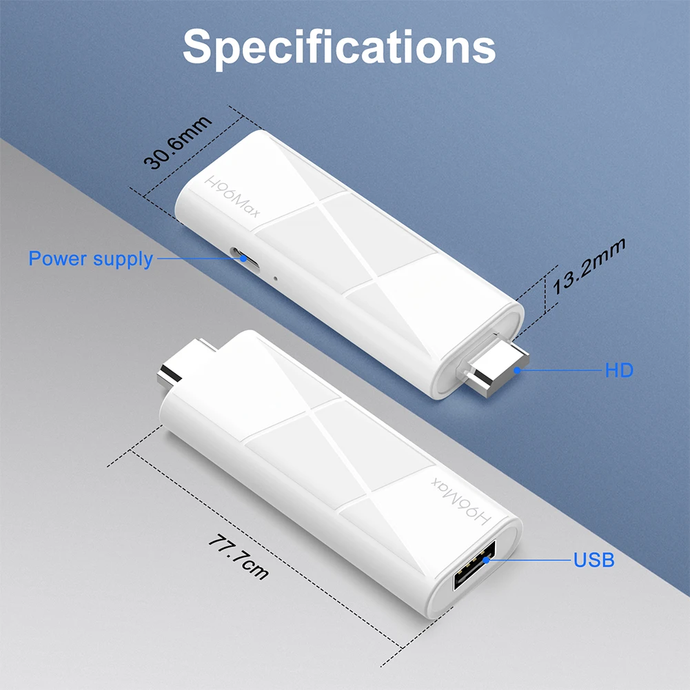 H96 MAX RK3518 Mini TV Stick Quad Core Media Player Wifi6 BT5.4 Smart Home Player 4K HD Voice Control