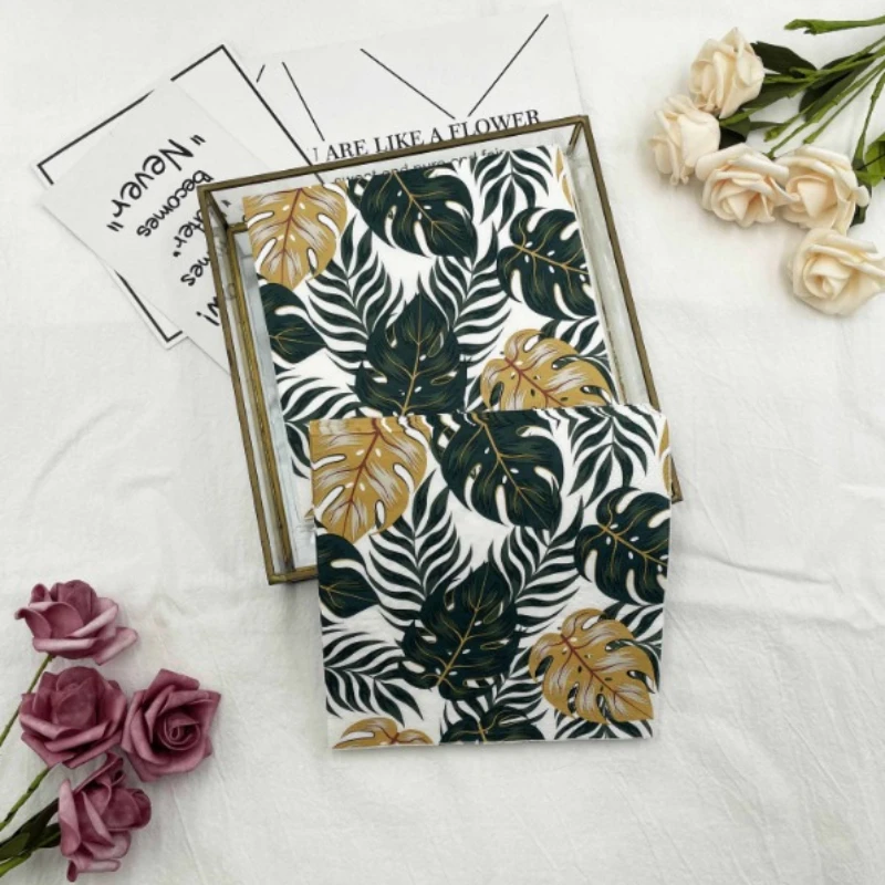 Colourful Printed Napkins Leaves 2 Layers Wood Pulp Paper Folding Disposable Paper Placemats Party Napkins 20pcs/pac 33cm
