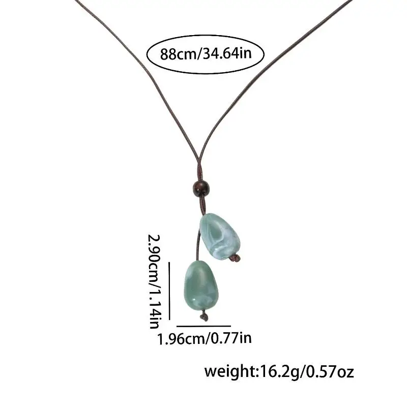 Elegant Long Oval Pendant Necklace New Chinese Style Forest System Simple Vintage Zen Fashion Design Jewelry Accessory