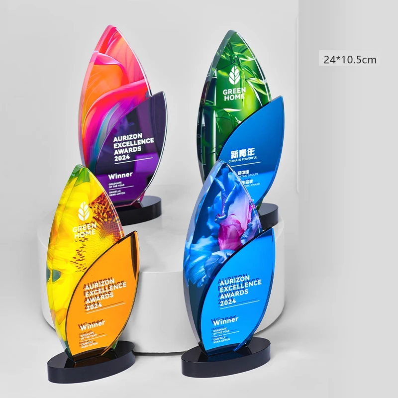 Customized Crystal Trophy, Color Printing Prize Sports Annual Meeting Awards Outstanding Employee Souvenir, Home Decoration, 1Pc