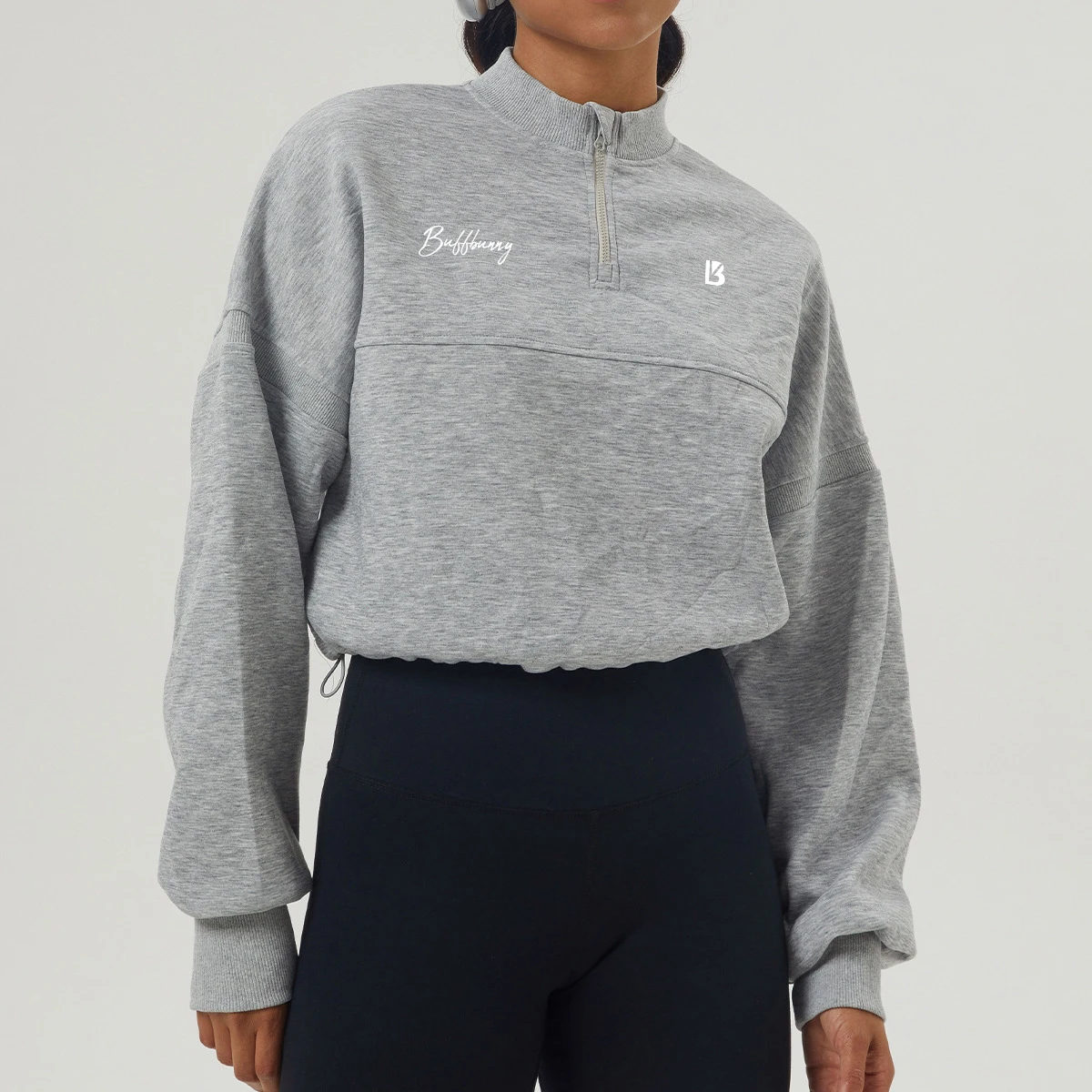 Buffbunny Women Sweatshirt Half Zip Long Sleeve Hoodie For Womans Winter Clothing Gym Fitness Hoodies Loose Sport Tops