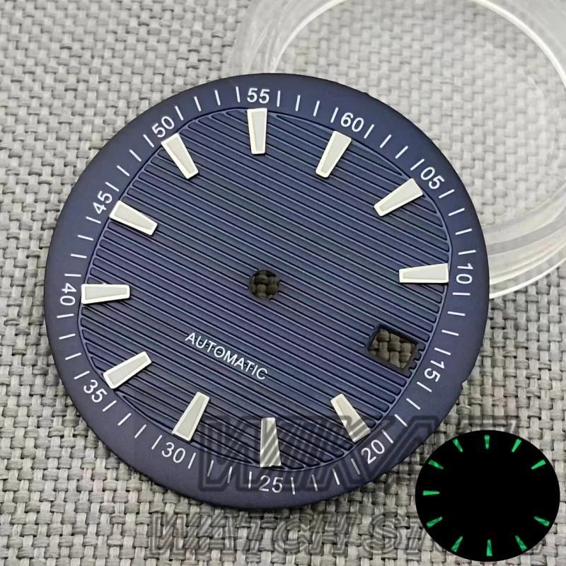 Wave Texture 33mm Watch Dial with Green Luminous Date Hands - Premium Watch Accessory