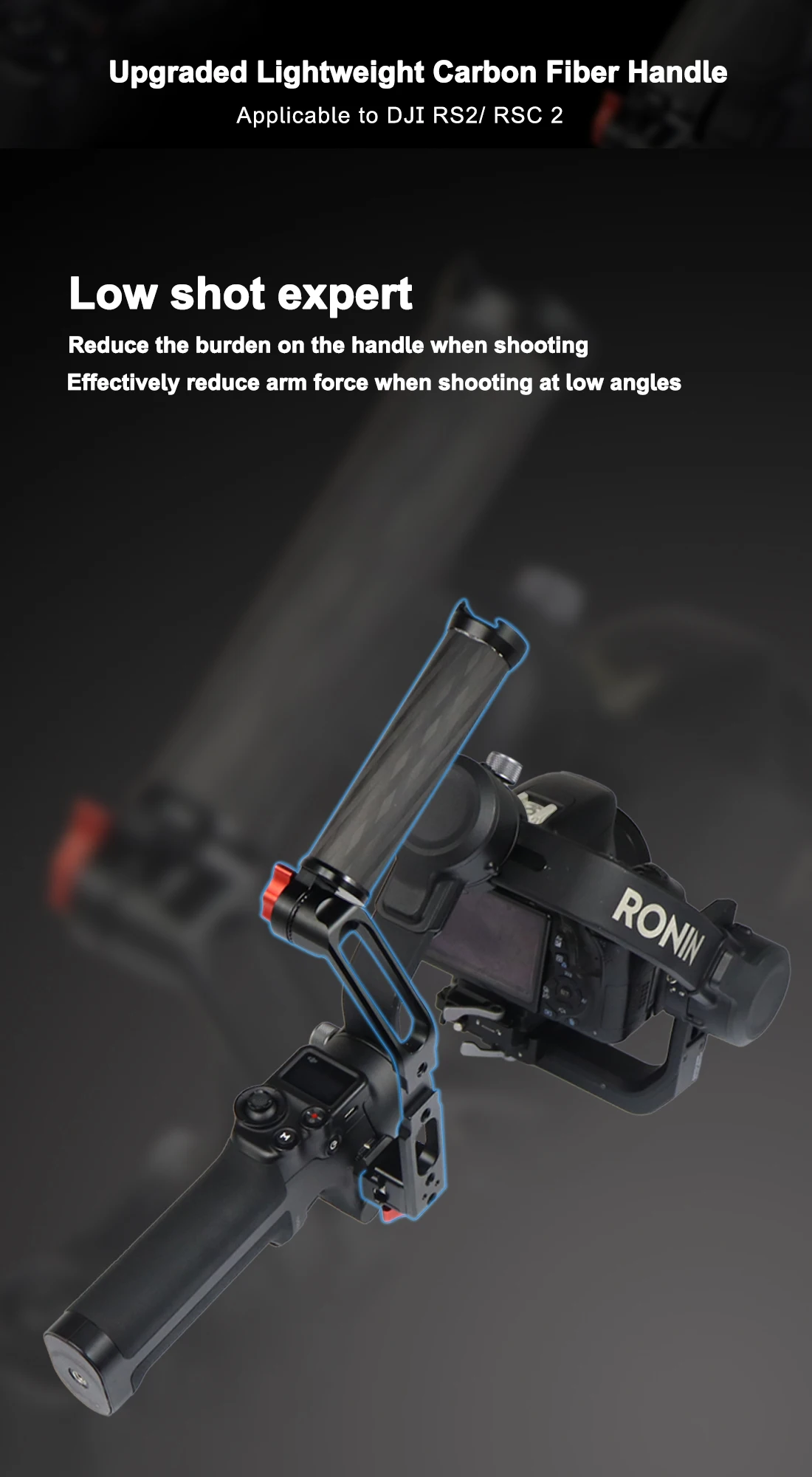 Carbon Fiber L Bracket Handle Grip Foldable Cold Shoe Mount Clamp for Ronin RS3