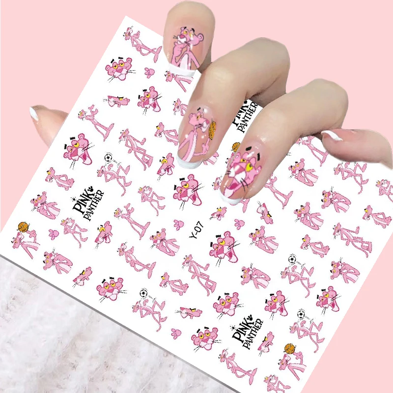 

1PCS Pink Panther Nail Stickers Disney Anime Character Mickey Minnie Cartoon Nail Art Decoration Nails Art Accessories Nails