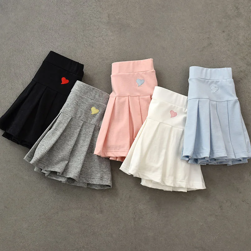Girls' New All-Match Pleated Culottes Medium And Small Children'S Summer Skirt With Inner Safety Pants Student Uniform Skirts