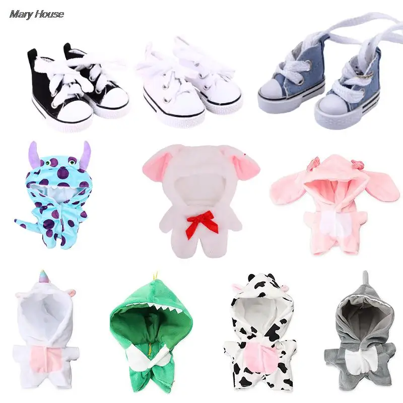 

Cartoon Plush Dinosaur Overall Suits For 20cm Doll ClothesAnimal Soft Pajamas Dolls Accessories Dress Up Game Kids Toys Gift
