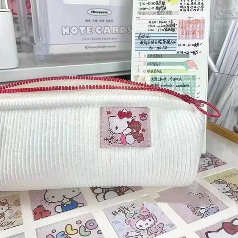 

Kawaii Sanrio Hello Kitty Stationery Storage Pen Bag Corduroy Kuromi My Melody Pachacco Pencil Box Pencilcase School Supplies