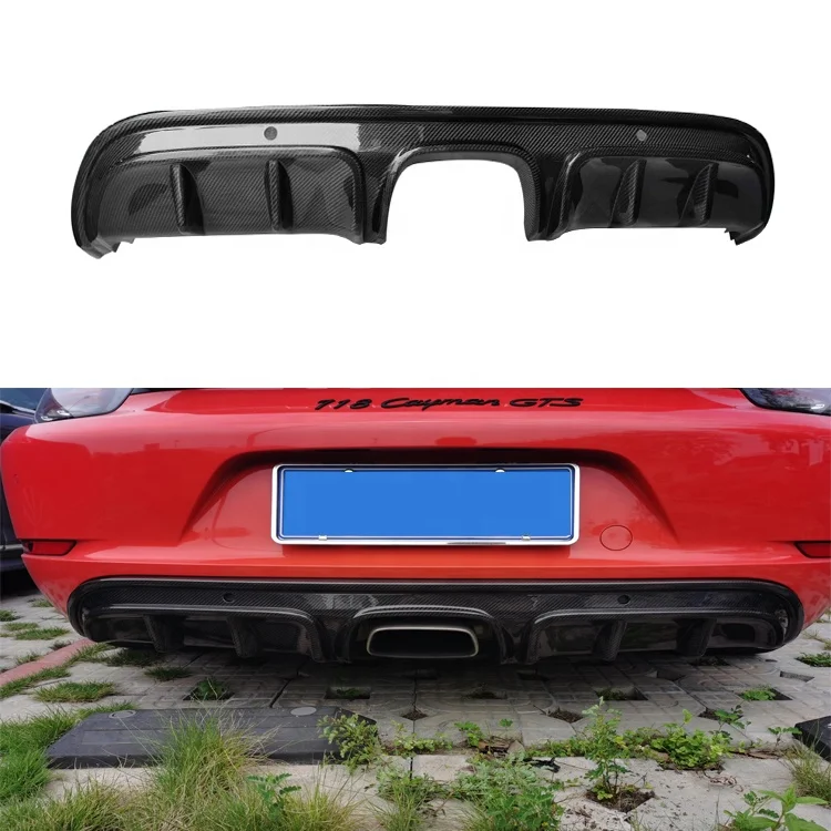 

Real Dry Carbon Fiber Rear Bumper Lip Diffuser for Porsche 718 Cayman Boxster 2016-2018 Car Exterior Accessories