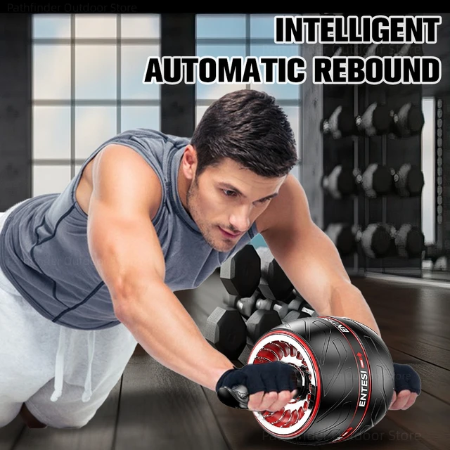 2023 Abs Roller Wheel with Timer Abdominal Exercise Automatic Rebound  Abdominal Wheel for Newbies with Knee Mat for Body Fitness Strength Training