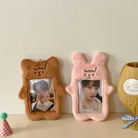 Original Cute Bear and Pink Rabbit Plush Card Holder Set for Korean Ins Polaroid Guka Small Card Display Pendant 2