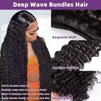 Extensions de cheveux humains brésiliens naturels Deep Wave, bouclés profonds, 24, 26, 28 pouces, pour femmes 2