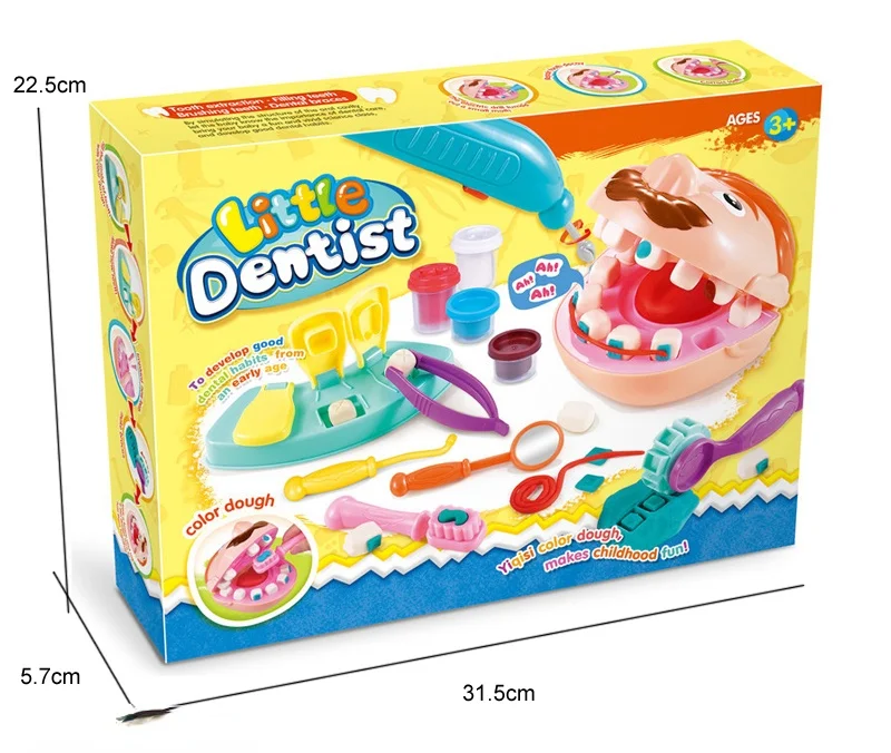Child Pretend Play toys educational Doctor Toys dentists tooth filling teeth color clay plastic mold set birthday gift boy girl