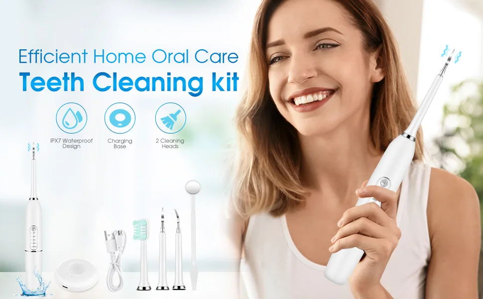 Description Picture 2 of itemUltrasonic Tartar Remover Electric Dental Calculus Cleaner Tooth Plaque Stain Eliminator Tooth Whitening Scaler Oral Care Kit