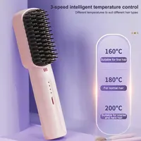 Cordless Electric Hot Comb Rechargeable Portable Straightening Brush Anti-Scald Hair Straightener Comb 3 Temp Settings for Women 2