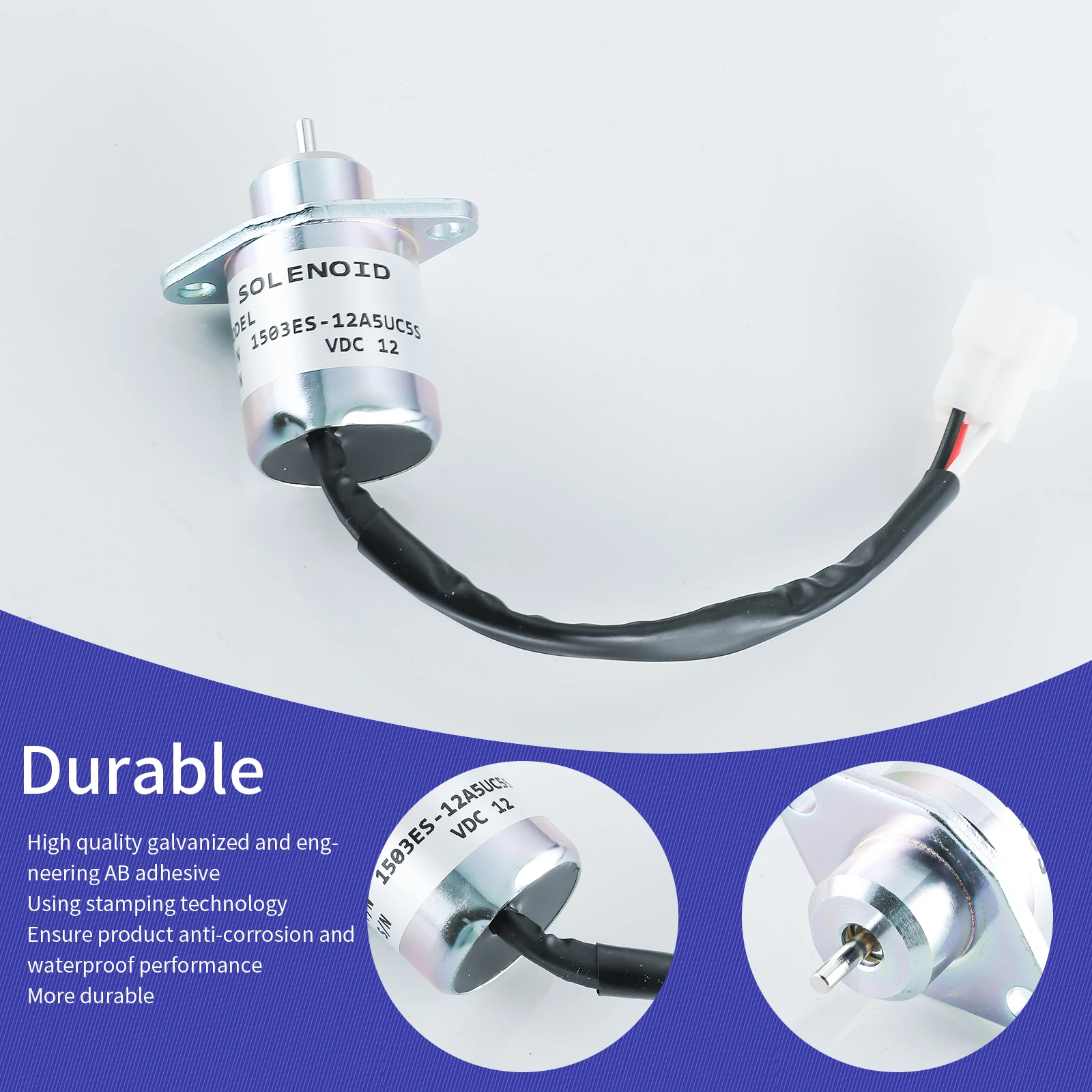 Fuel Shut Off Solenoid 17454-60010 1503ES-12A5UC5S SA-4569-T for Kubota D905 D1005 D1105 V1205 V1305 V1505T Diesel Engines 12VDC