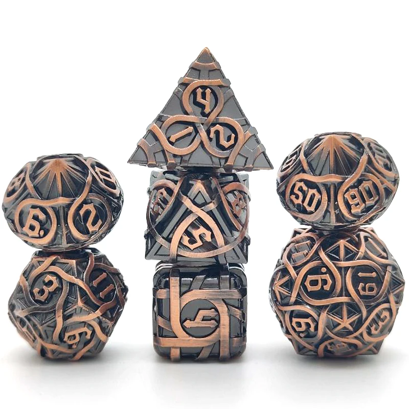 

Metal Rattan Dice 7 piece set RPG polyhedral metal dice DND digital game dice