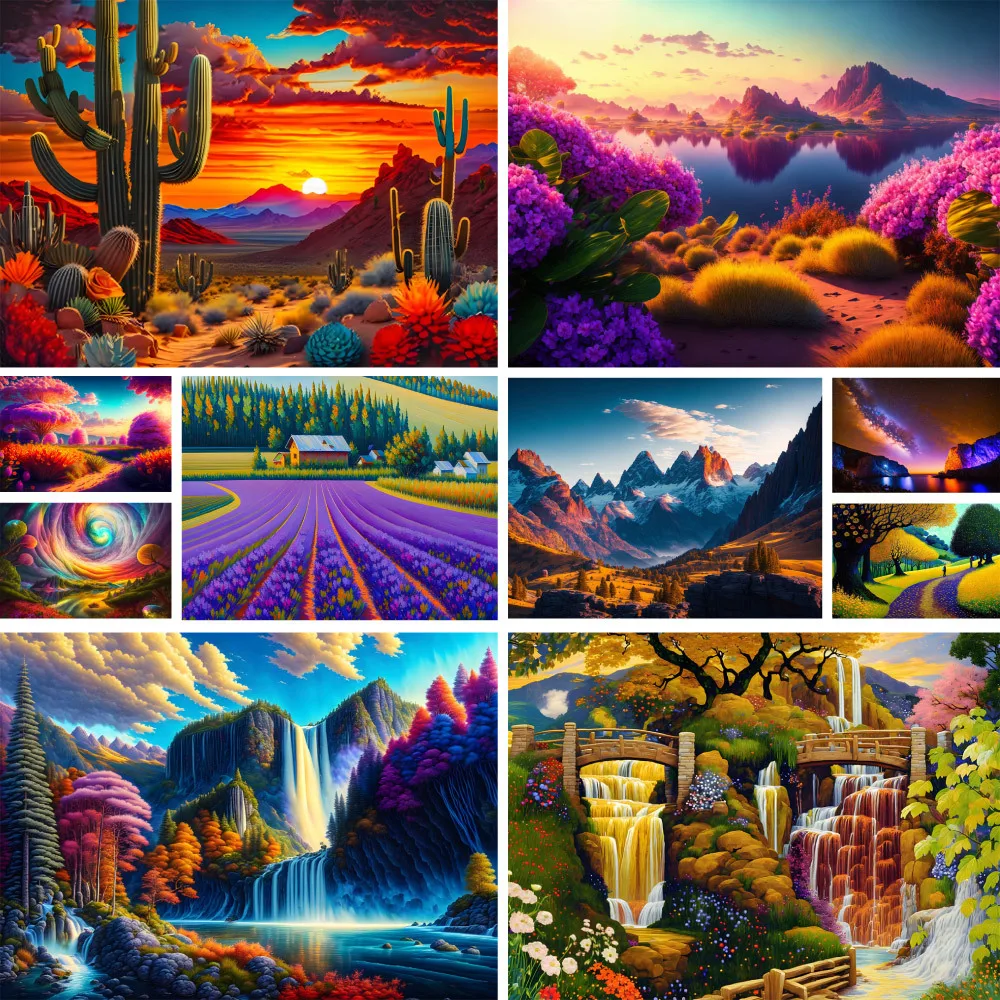 

Пейзаж, фантазия, природа, алмазная живопись, новая коллекция 2023, искусственное украшение, полный набор алмазов для вышивки крестиком, пользовательский подарок для мамы