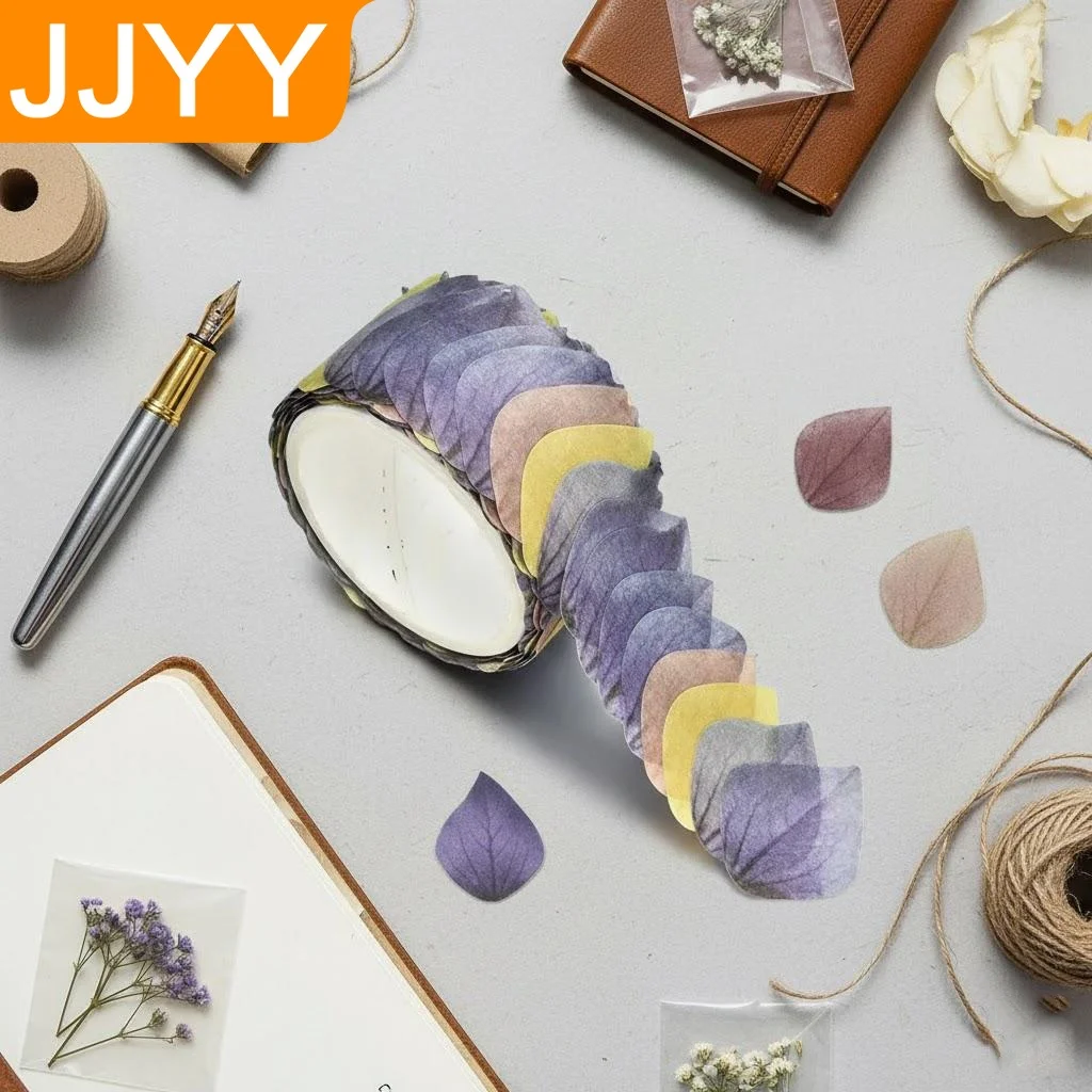 1 롤 꽃 꽃잎 와시 테이프 DIY 스크랩북 저널링 스티커 문구 공예품을 위한 ..