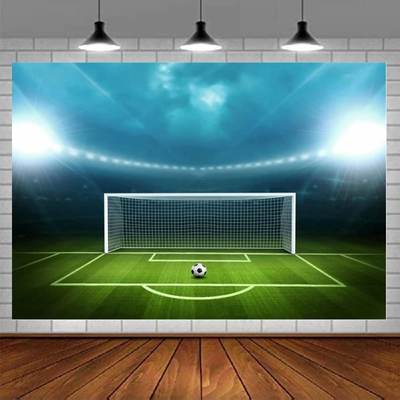 Soccer Field Background Football Pitch Goal Post Ball Game Stadium  Spotlight Photography Backdrop Sports Club Fitness Player| | - AliExpress