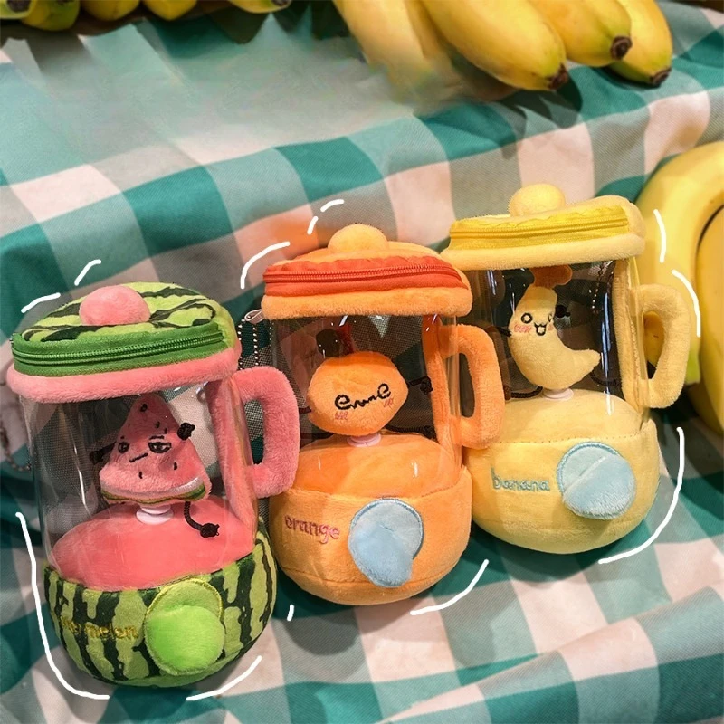 Pull-String Fruit Juicer Plush Toy - Interactive Squeeze Motion with Cute Character Design, Educational Fun for Kids' Role Play
