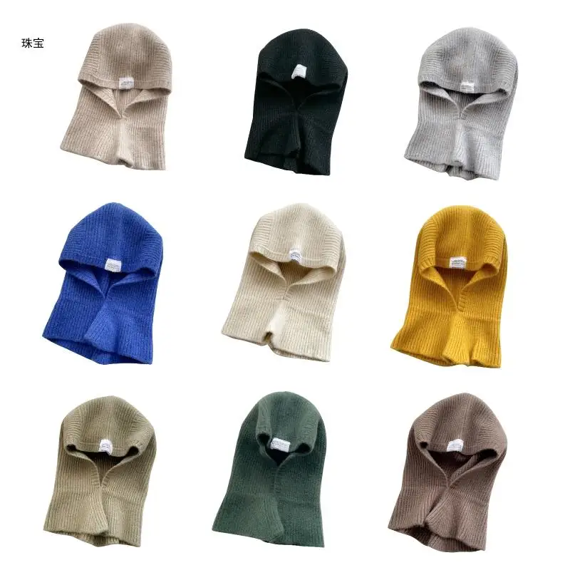 

X5QE Hooded Hat Crochet for Head Scarf Hooded Neck Warmer Hat Piece Scarf Set
