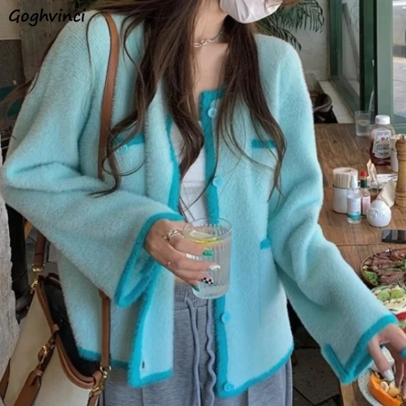 

Jackets Women Vintage Autumn Loose Patchwork Simple Leisure Cozy O-neck Long Sleeve Daily Fashion Soft Ladies Outerwear Elegant