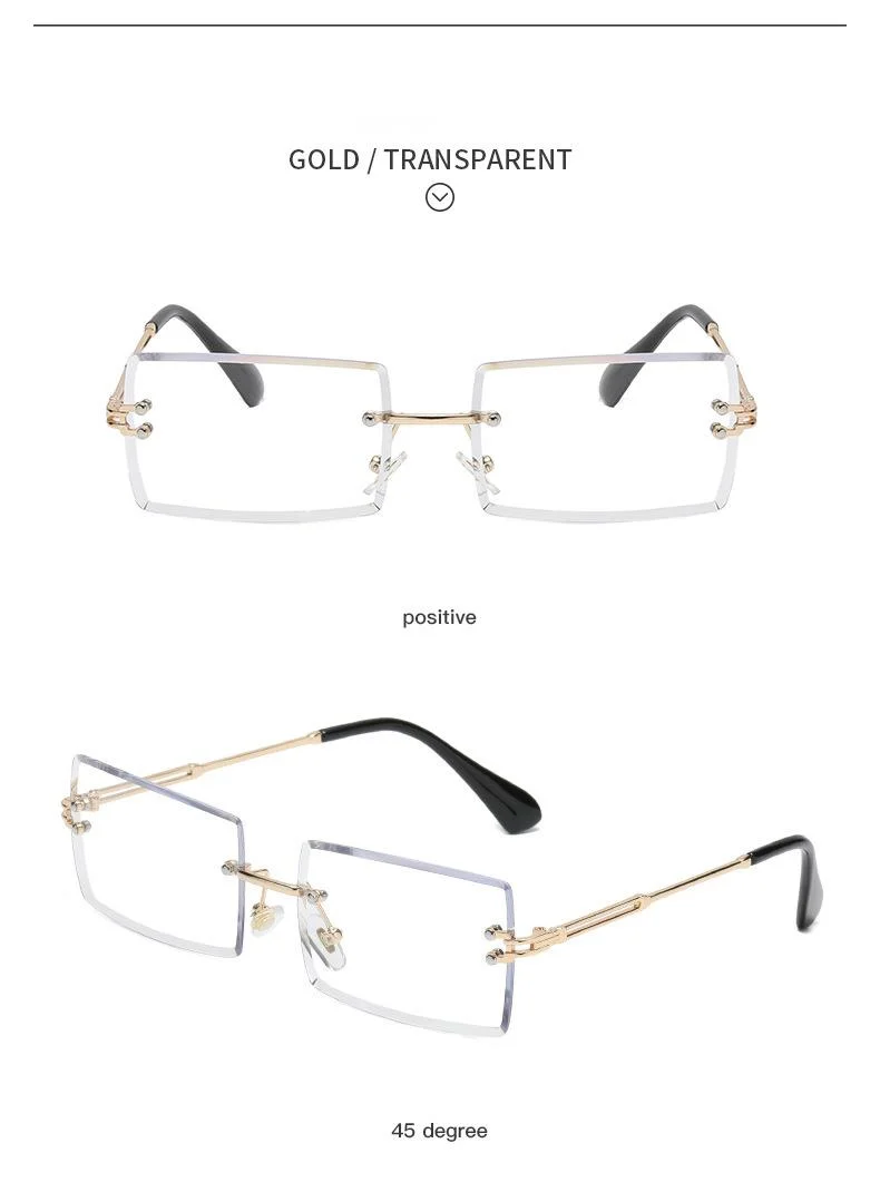 Lunettes de soleil sans cadre, dégradé carré, pièce d'océan, à la mode, pour célébrités d'internet, Photo de rue, nouvelle collection_voghion.com