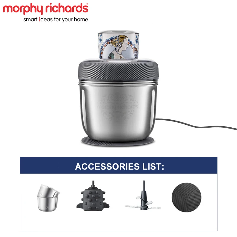 

Morphy Richards MR9401 Meat Chopper Vegetable Cutter Electric Meat Grinder 3 Bowls Stainless Steel 220V Garlic Onion Mincer