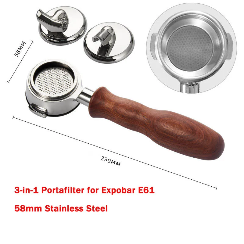 58 Mm E61 Koffieportafilter Bodemloze Portafilter, Bodemloze Koffieportafilter Met Roestvrijstalen Portafilter En Handvat Voor Thuiskoffiewinkel(A