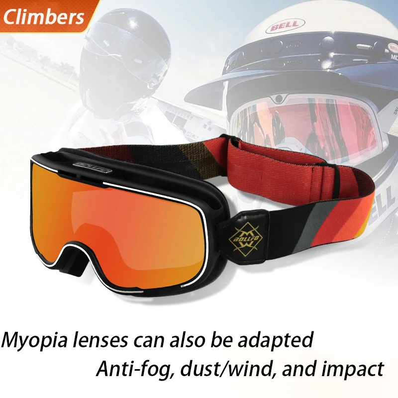 

Motorcycle Helmet Retro Goggles Anti-UV Color-Changing Off-road Goggles Outdoor Cycling Sports Ski Goggles