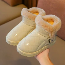 

2022 New Girls Snow Boots Short BootsBaby Princess Boots Winter New Style Cotton Shoes Children's Warm and Velvet One-step Boots