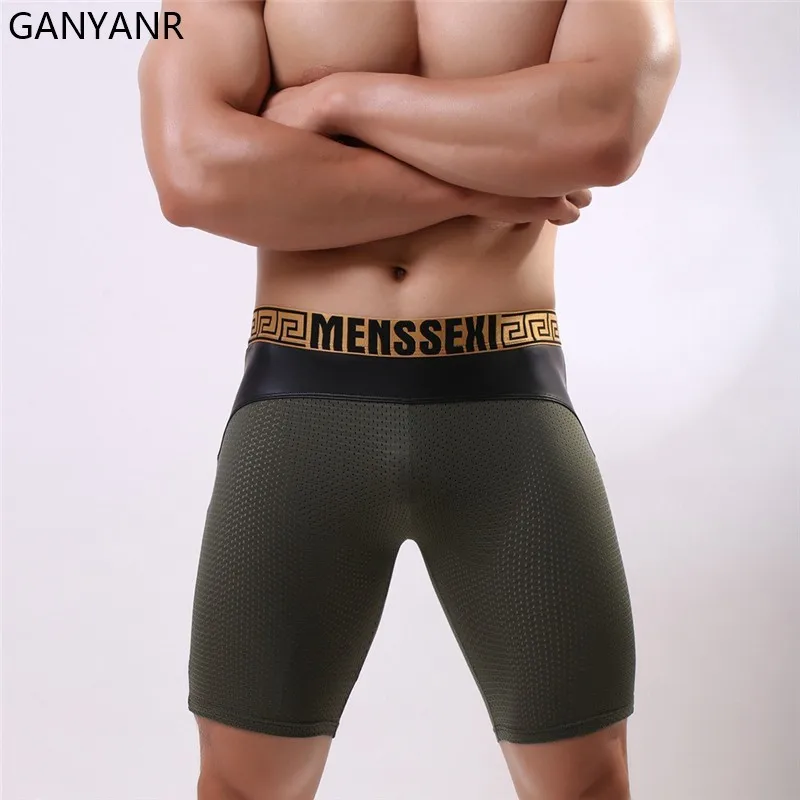GANYANR Men Running Tights Compression Shorts Leggings Gym Sportswear Fitness Sport Basketball Sexy Yoga Training Workout Track