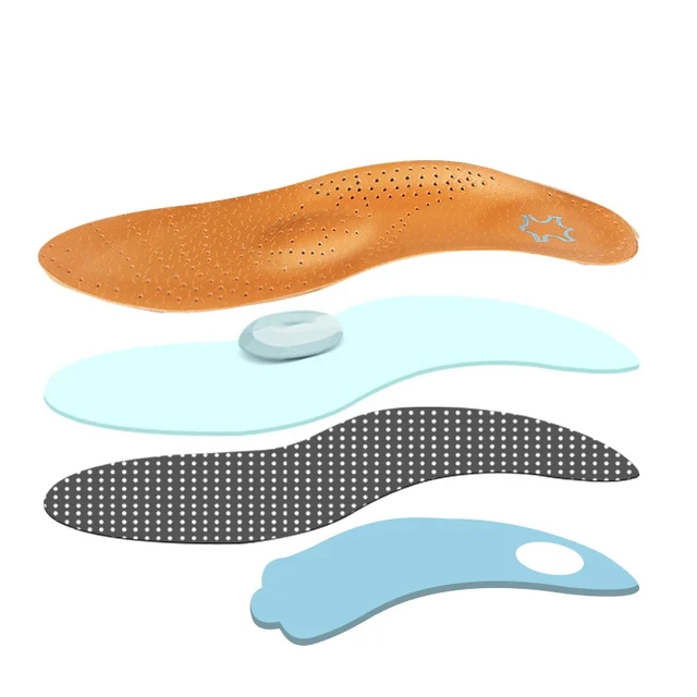 Leather Orthopedic Insole Orthotic Arch Support Instep Flat Foot Shoe Pad PU Latex Antibacterial Active Carbon Foot Care Unisex 5