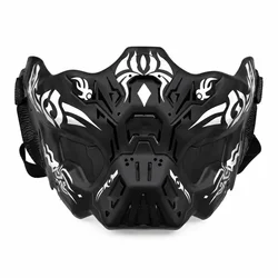 Lightweight Tactical Half Face Mask with Adjustable Strap for Outdoor Games and Costumes (Silver)