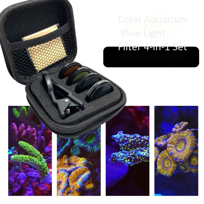 Aquarium Smartphone Camera Lens Filter 4 in 1 Kit for Coral Reef Aquarium Photography