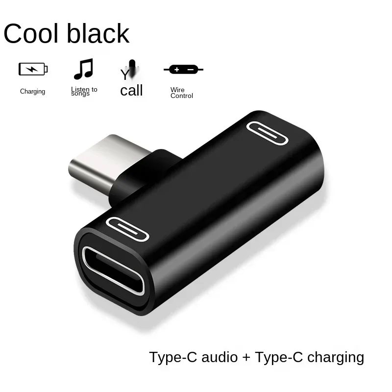 USB C타입 수-듀얼 C타입 암 헤드폰 충전기 어댑터 스플리터 컨버터, 2 in 1, 신제품