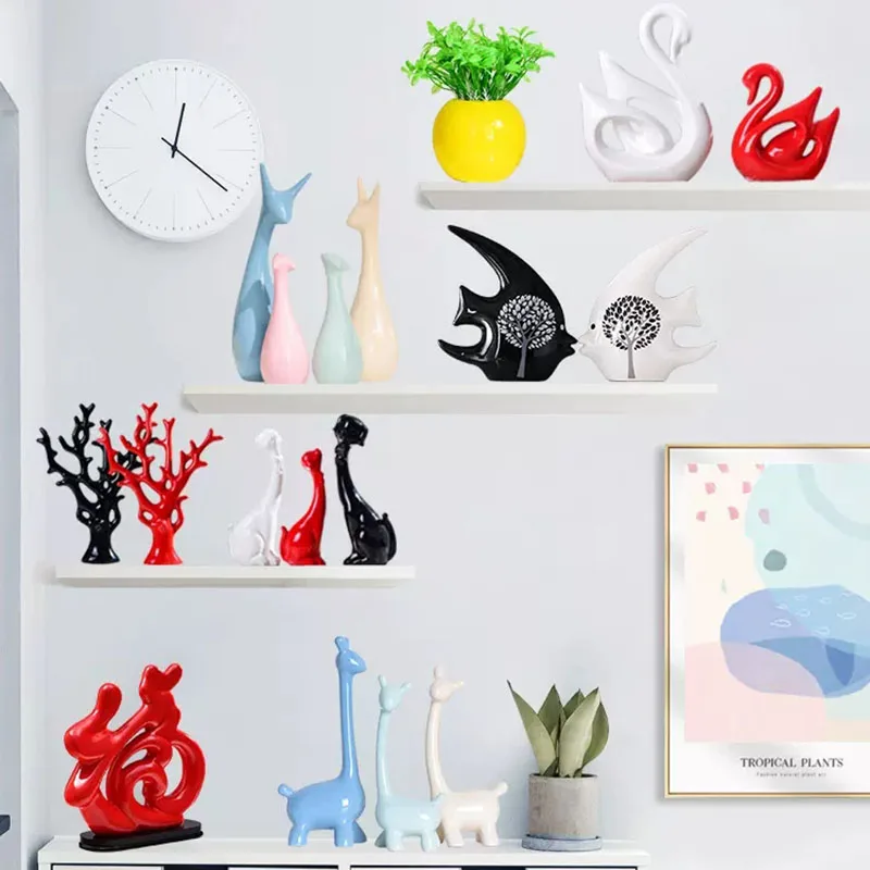 Creative Nordic Style Ceramic Figurines, Sculpture Crafts, Cabinet, Store, Bar, Home Decoration, Living Room