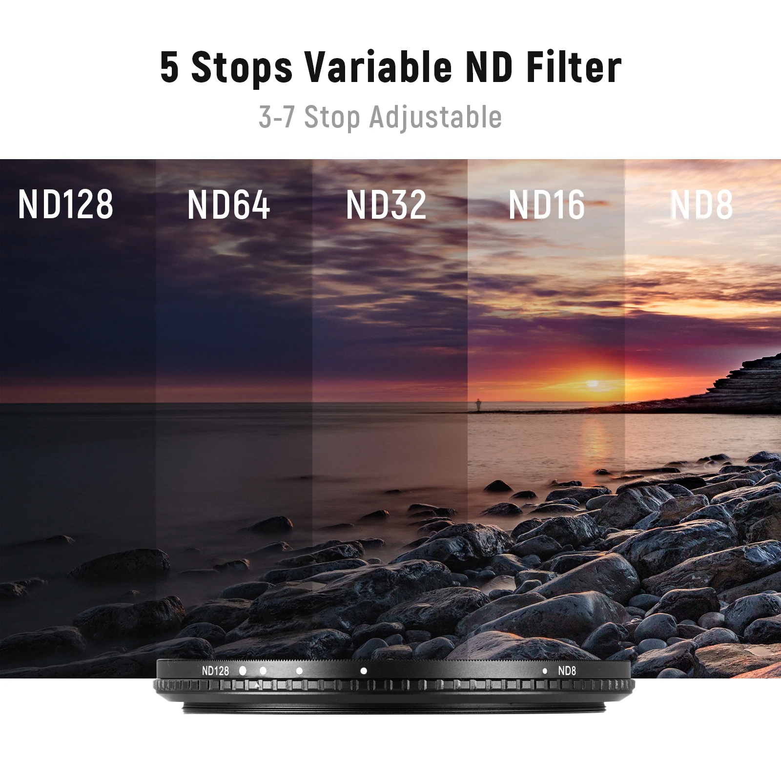 NEEWER Filtro ND variable MRC de 2.638 in ND2-ND400, filtro ND ajustable de  densidad neutra (0.3 a 2.7, 1 a 9 paradas), vidrio óptico con