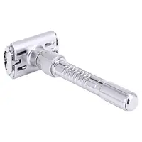 Manual Double Edge Safety Razor with 5 Blades Reusable Plated Eco Friendly Zinc Alloy Adjustable Beard Shaver for Everyday Use