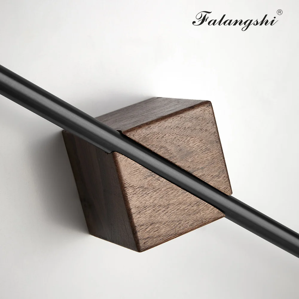 Bathroom Towel Bar Towel Rack 304 Stainless Steel Walnut Single Holder Artistic Hanger Wall Mounted