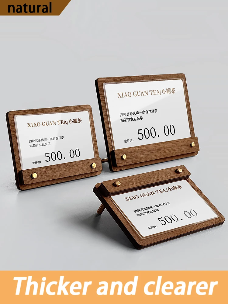 Wooden price display board, label stand, card holder stand, sign stand ...