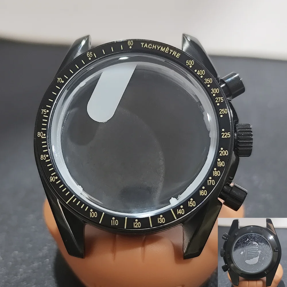 Moon Phase Chronograph Watch Case - 39.7MM Stainless Steel with Moon Pattern Back