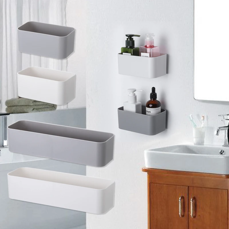 Wall Mounted Organizer Makeup Table Storage Box Shelf Adhesive Hanger Bathroom Storage Rack
